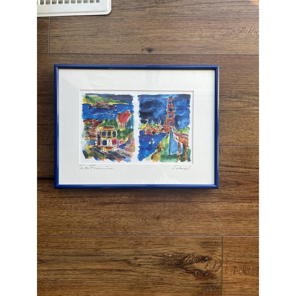 Jerry Schendel Artist CA Framed/Matted Watercolor San Francisco Signed - Picture 5 of 11